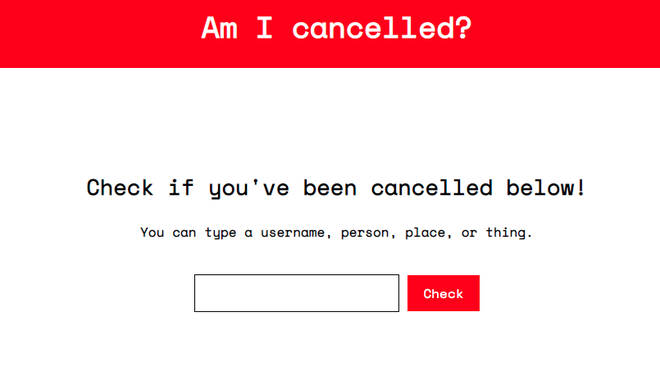 Am I cancelled website screenshot