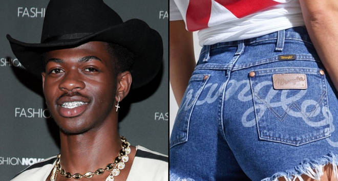 Lil Nas X attends the Fashion Nova x Cardi B Collection Launch Party/Wrangler shorts.