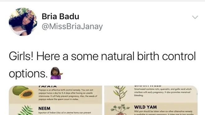 Natural birth control viral tweet