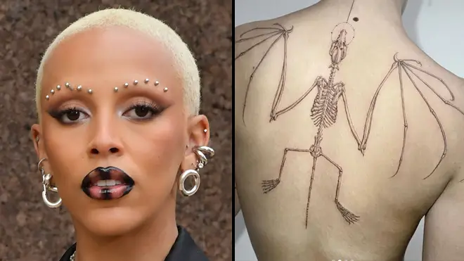 Doja Cat explains the meaning behind her new bat skeleton back tattoo