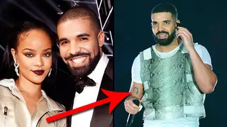 Does Drake have a Rihanna tattoo or is Robin Givens on his arm?