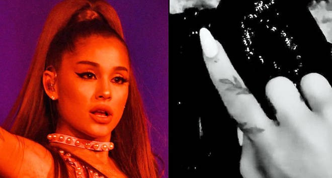 Ariana Grande performs onstage during her "Sweetener World Tour"/Ariana Grande&squot;s new tattoo.