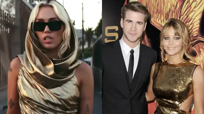 Fans theorised Miley's gold dress in the 'Flowers' video was a reference to Jennifer Lawrence