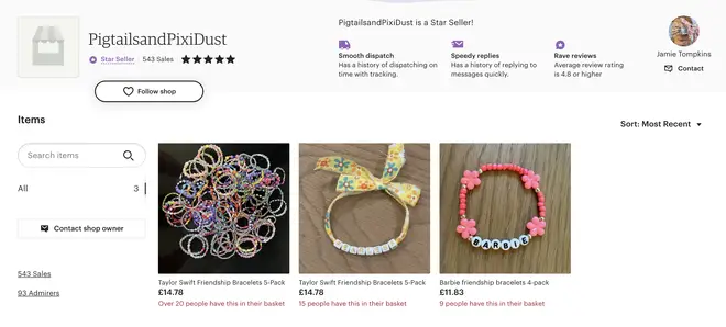 Taylor Swift Eras Tour friendship bracelets are also available to buy on Etsy