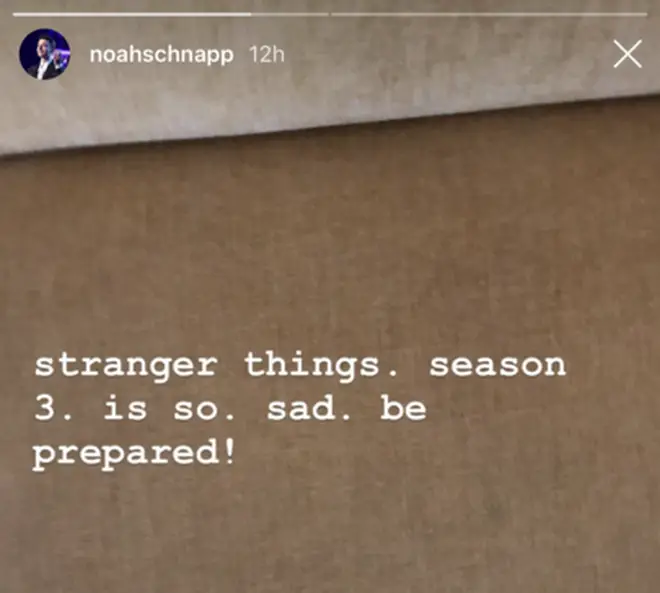 Noah Schnapp says Stranger Things 3 is "so sad".