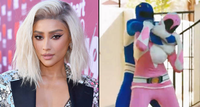 Shay Mitchell attends the 2019 iHeartRadio Music Awards/Power Rangers gender reveal.