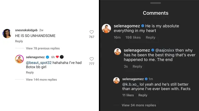 Selena Gomez has since deleted her Instagram comments