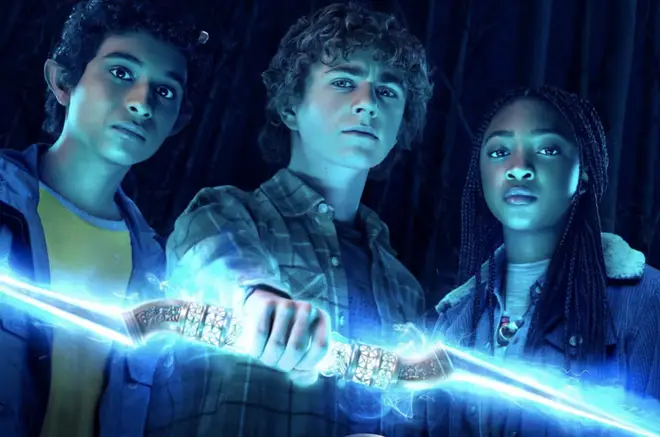 Aryan Simhadri, Walker Scobell and Leah Jeffries star as Grover, Percy and Annabeth in Percy Jackson