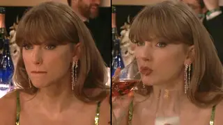 Taylor Swift's "death-stare" goes viral after awkward Golden Globes joke