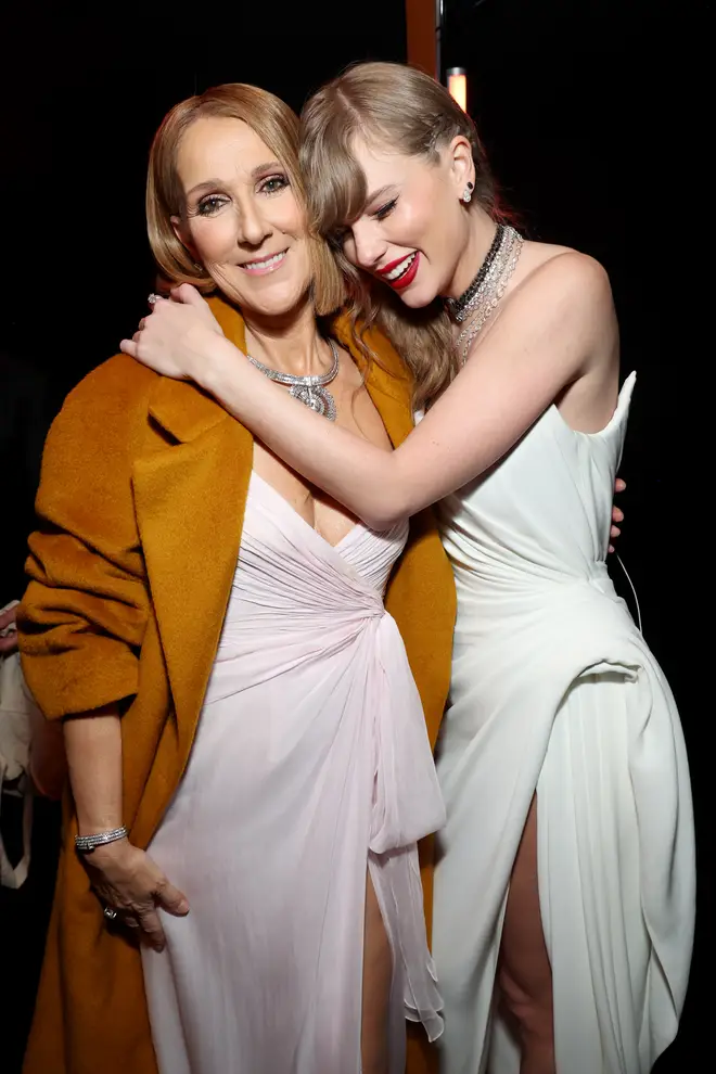 Céline Dion and Taylor Swift at the 66th GRAMMY Awards
