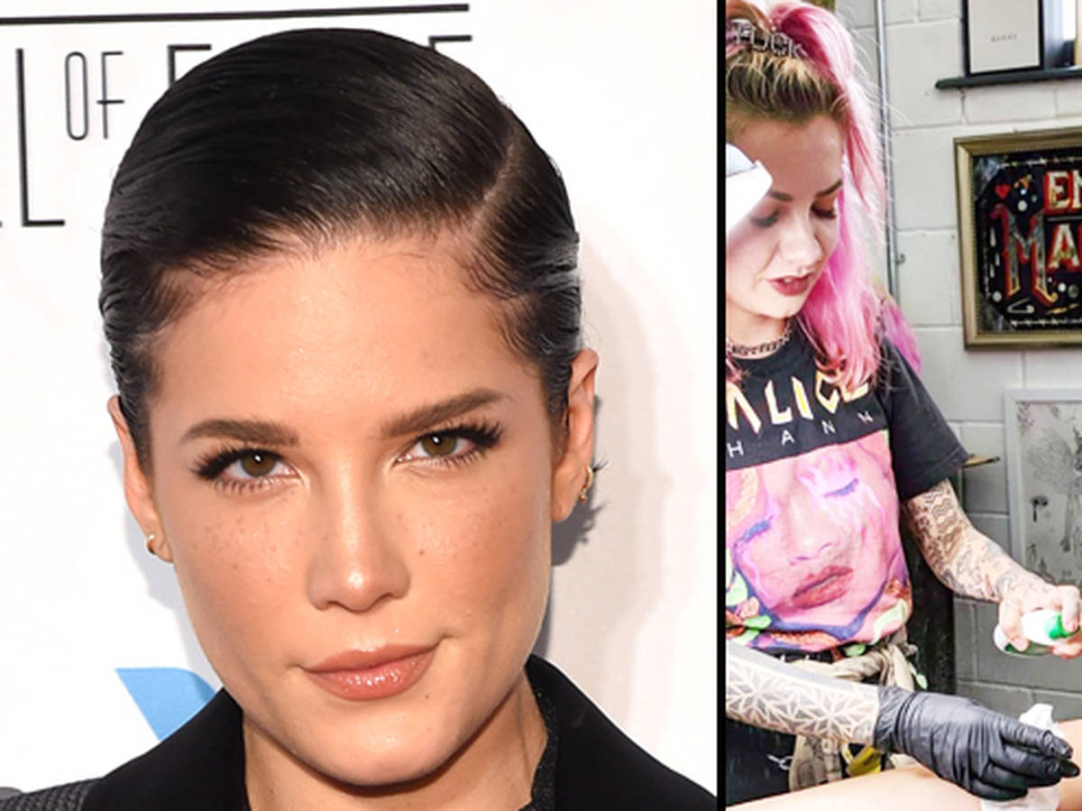 Halsey just got a huge knee tattoo and it looks as painful as it sounds -  PopBuzz