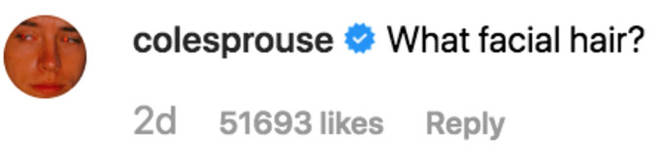 Cole Sprouse Instagram comment.
