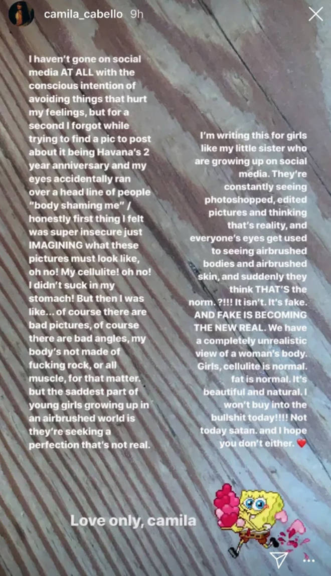 Camila Cabello Instagram Story.
