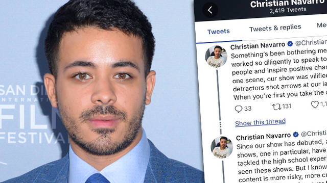 Christian Navarro defends 13 Reasons Why against online "hate" and "vitriol"