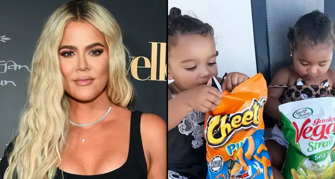 Khloe Kardashian walks the red carpet at the official grand opening party for Mohegan Sun's new ultra-lounge, Chicago West and True Thompson eating Cheetos.