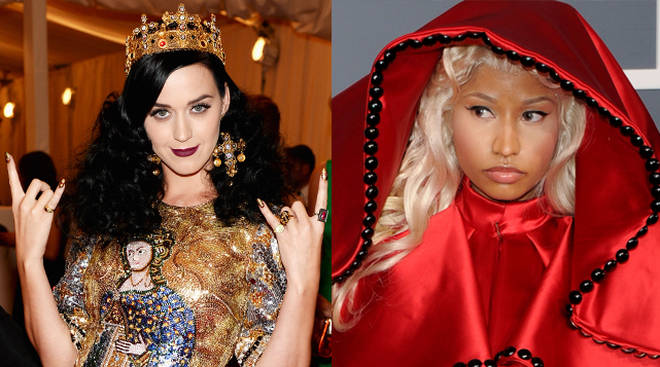 Katy Perry at the Met Gala in 2013 and Nicki Minaj at the Grammys in 2012