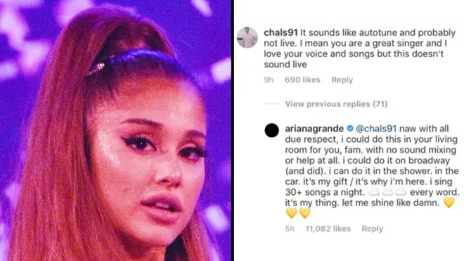 Ariana Grande roasts troll accusing her of using autotune and not singing live