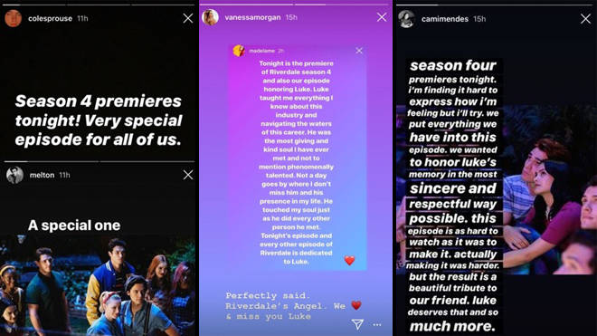 Cole Sprouse, Camila Mendes, Madelaine Petsch and Vanessa Morgan pay tribute to