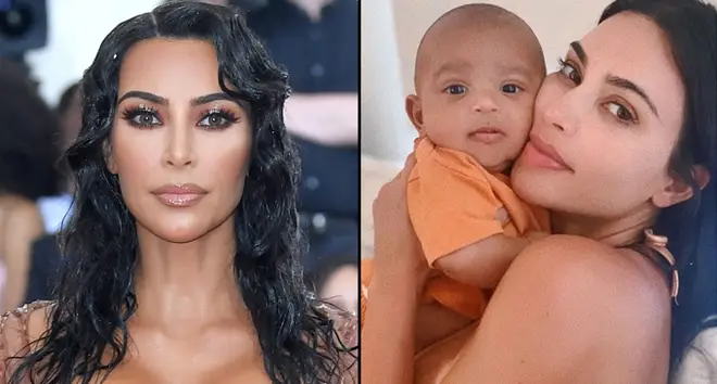 Kim Kardashian West arrives for the 2019 Met Gala, with son Psalm West.