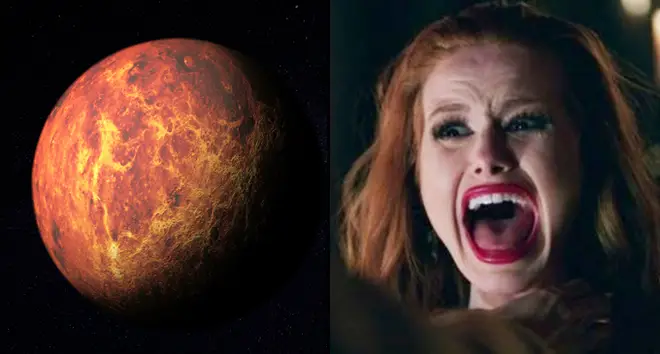 Outer space exploration with Mars planet, Cheryl Blossom screaming.