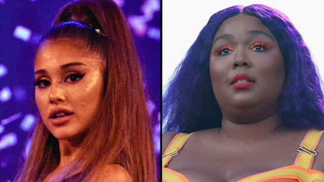 Ariana Grande performs on stage during her "Sweetener World Tour", Lizzo performs in concert during week one of the ACL Festival.