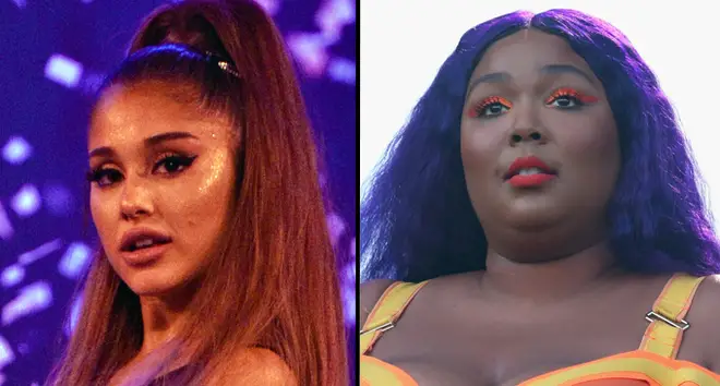 Ariana Grande performs on stage during her "Sweetener World Tour", Lizzo performs in concert during week one of the ACL Festival.
