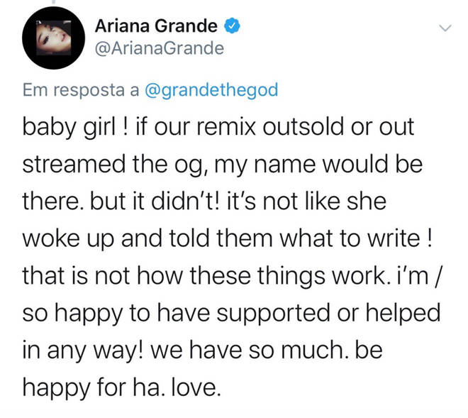 Ariana Grande Tweet.