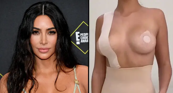 Kim Kardashian West arrives to the 2019 E! People's Choice Awards, SKIMS Tonal Body Tape.