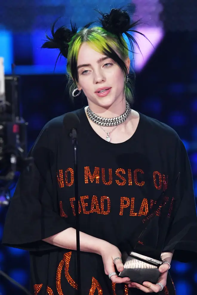 Billie Eilish accepts the New Artist of the Year award.