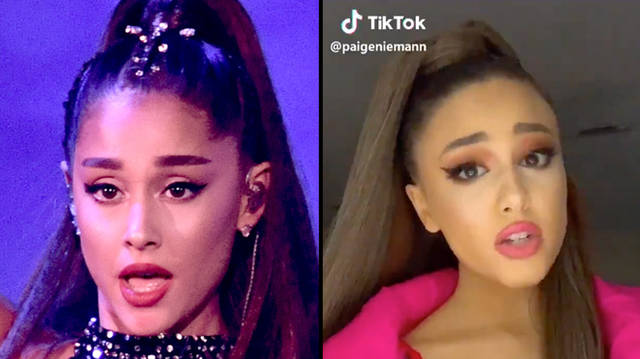 Ariana Grande reacts to viral video of TikTok star who looks exactly like her