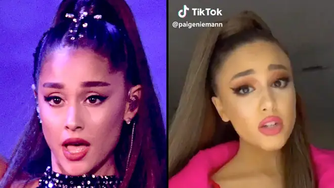 Ariana Grande reacts to viral video of TikTok star who looks exactly like her