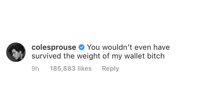 Cole Sprouse Instagram Comment