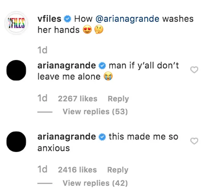 Ariana Grande comment on TikTok meme